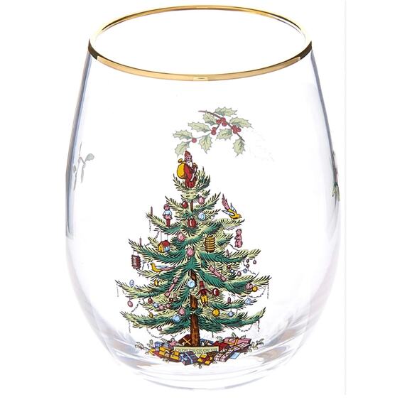 Spode Dining Spode Christmas Tree Stemless Wine Glasses Set Of 4